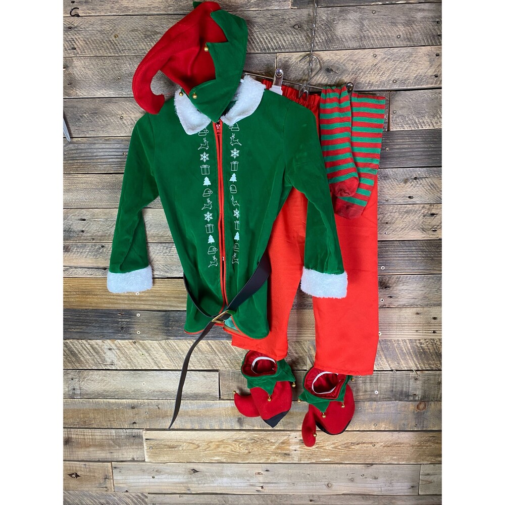 Kids Unisex Sz L 8 pc Elf Costume Christmas